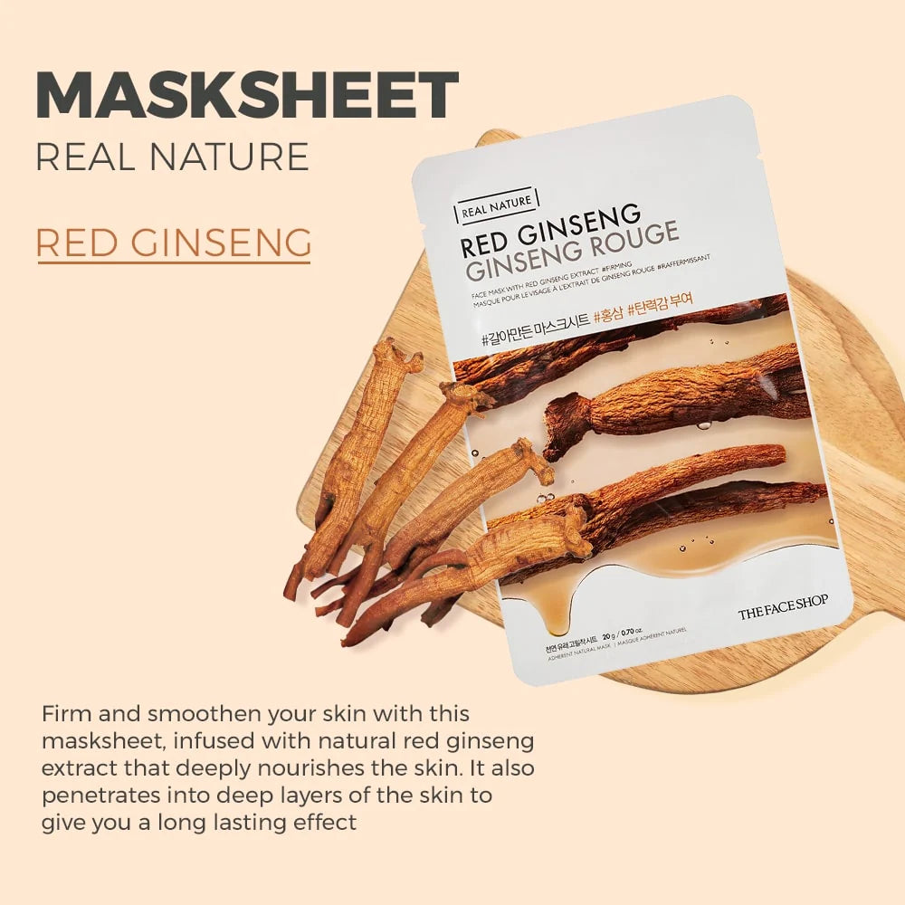 CIETTE BEAUTY - THE FACE SHOP Real Nature Red Ginseng Face Mask (20g)