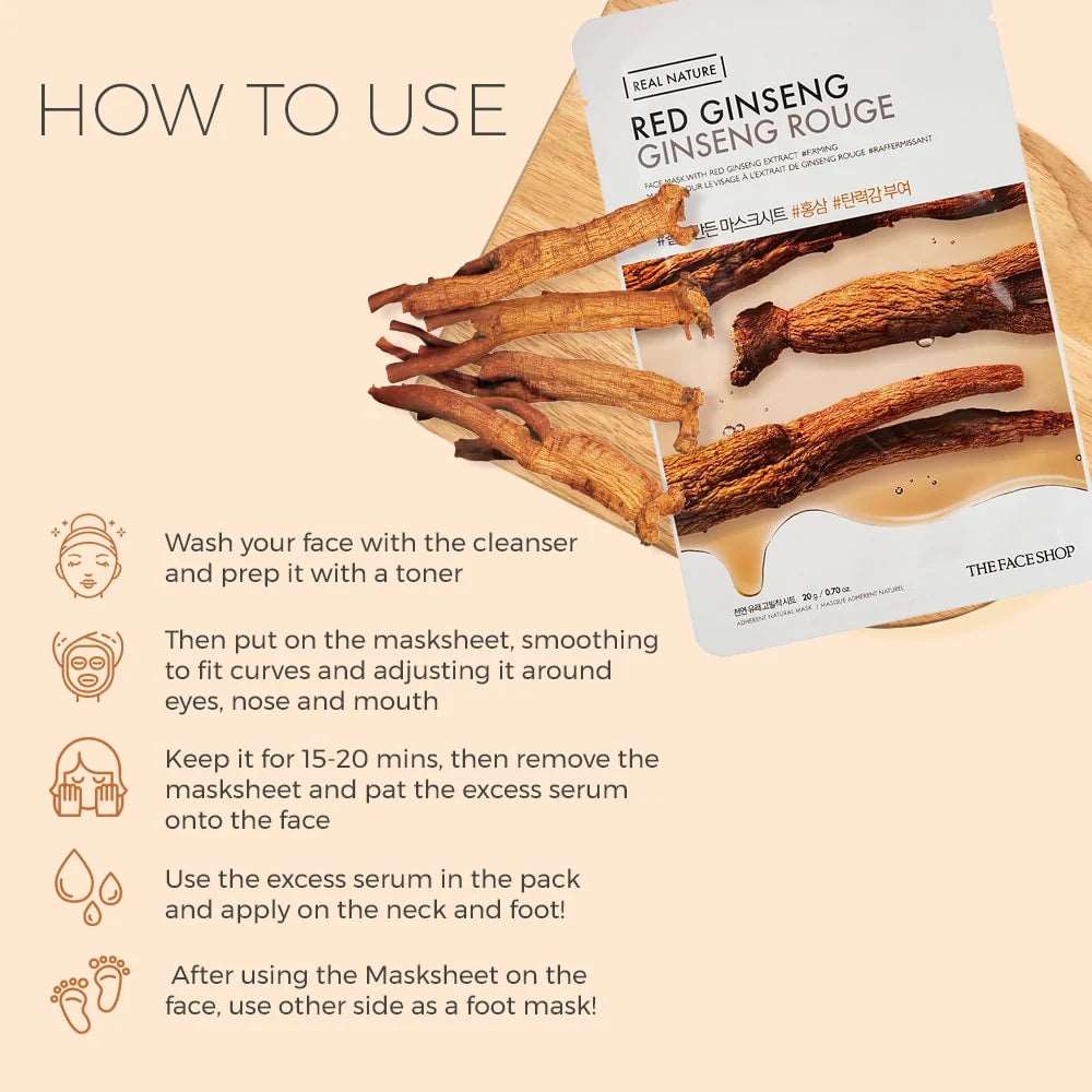 THE FACE SHOP Real Nature Red Ginseng Face Mask (20g)