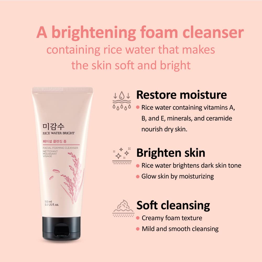 CIETTE BEAUTY - THE FACE SHOP Rice Water Bright Foaming Cleanser (100ml)